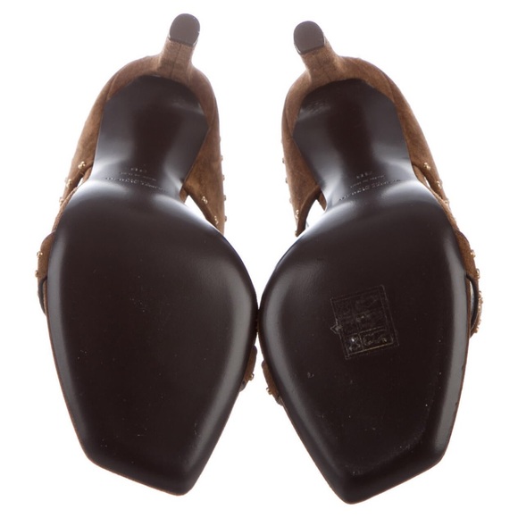 Saint Laurent Suede Studded Slides - Picture 5 of 5